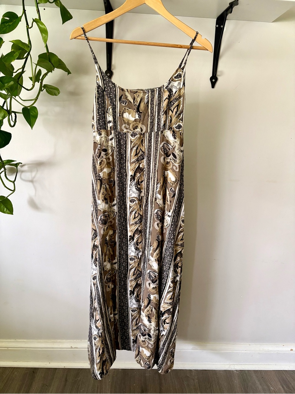 Boho Stripe Maxi Slip Dress in Neutral Tones
